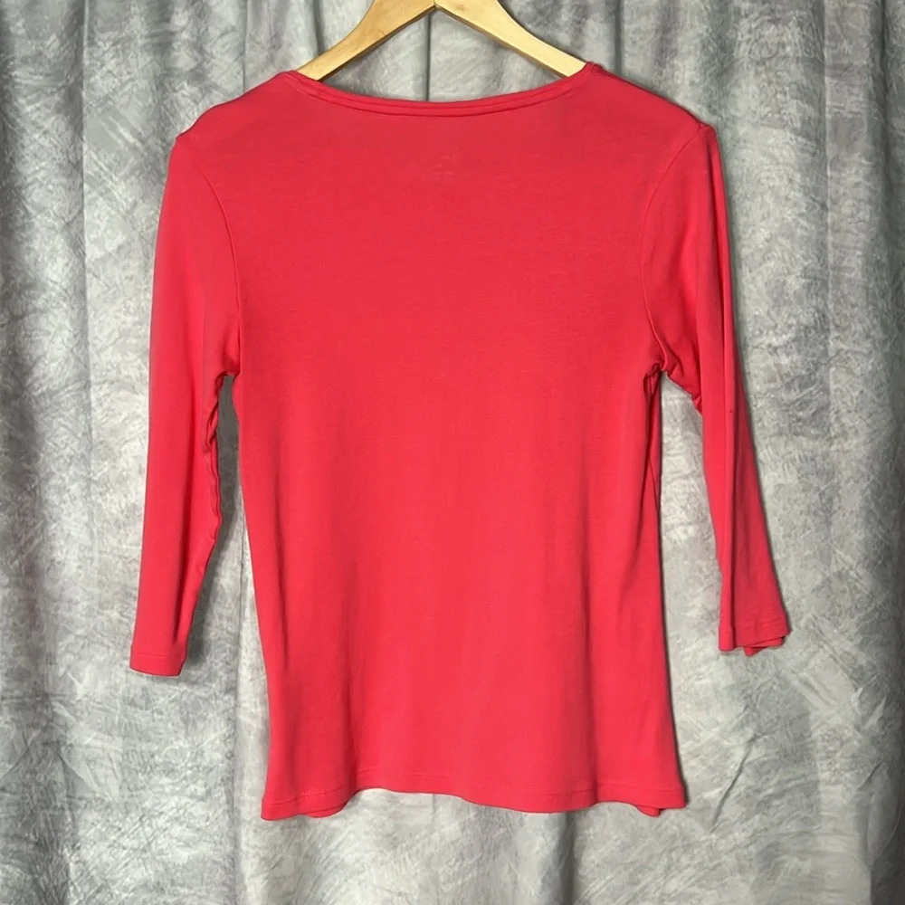 Charter Club Coral Pink 3/4 Sleeve Scoop Neck T-shirt - PM - Picture 7 of 9